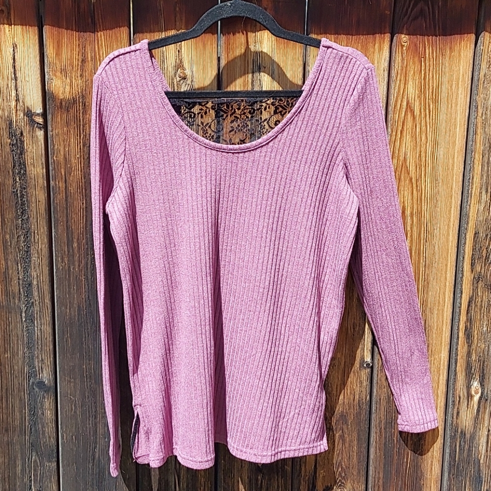 Buffalo Burgandy & lace long sleeve